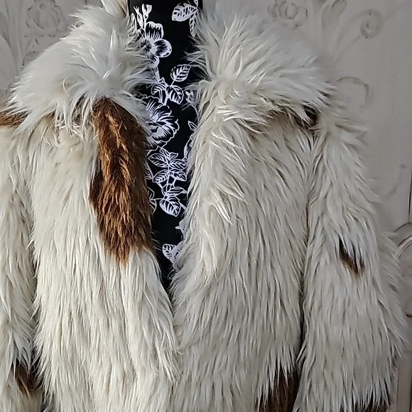 NWT Zadig & Voltaire Fred Tache Faux Fur Natural Coat Sz S